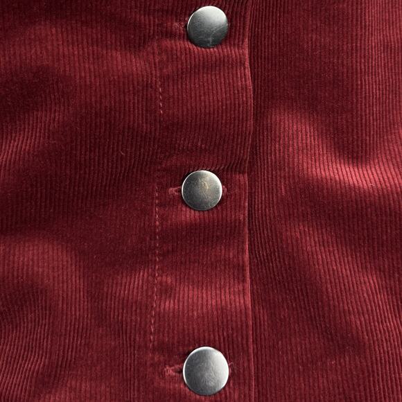& OTHER STORIES Button Front Corduroy Mini Skirt Sz 2 Burgundy - Picture 3 of 5